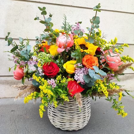 Panier fleuri Panier fleuri, par L'ART Ô ZOIR, fleuriste à Tours