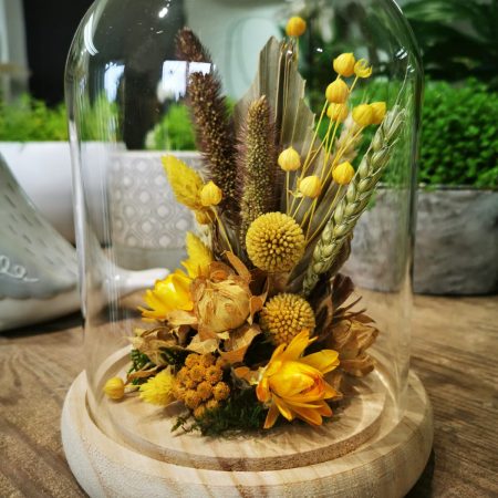 Cloche Fleurs Séchées, par Le Camélia, fleuriste à Tresses