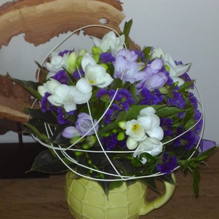 Bouquet Bleuté, par Atelier des Fritil'R, fleuriste à Briollay