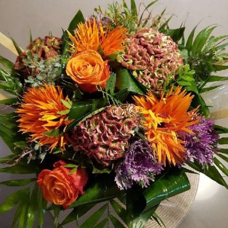 votre artisan fleuriste vous propose le bouquet : Bouquet Orange