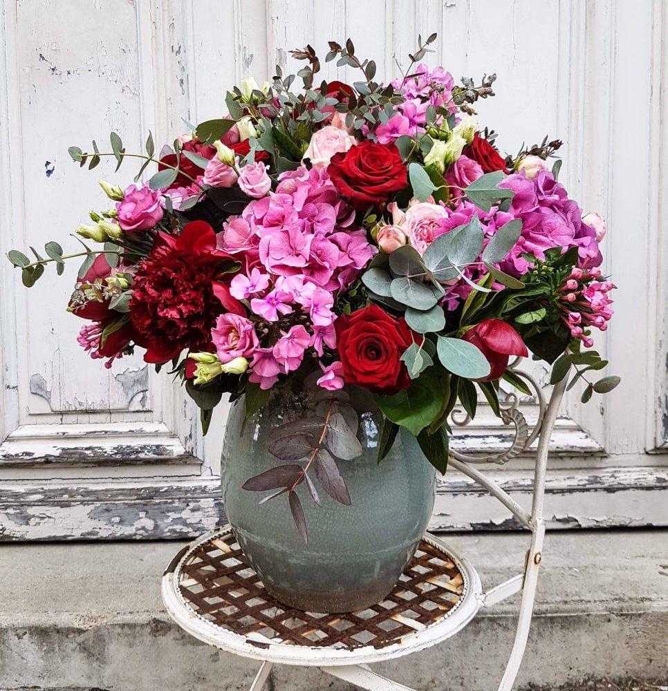 Bouquet Rose Et Rouge, par Atelier Armelle Alleton, fleuriste à Le Mans