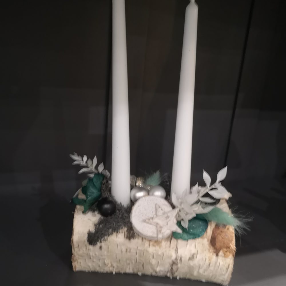 Bûche de Noël - 2 bougies