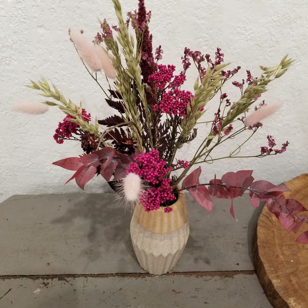 Bouquet de fleurs séchées avec vase | Livraison à Saint-Geoire-en-Valdaine  | Au fil des pétales