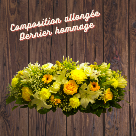 votre artisan fleuriste vous propose le bouquet : Composition allongée [ Dernier Hommage ]
