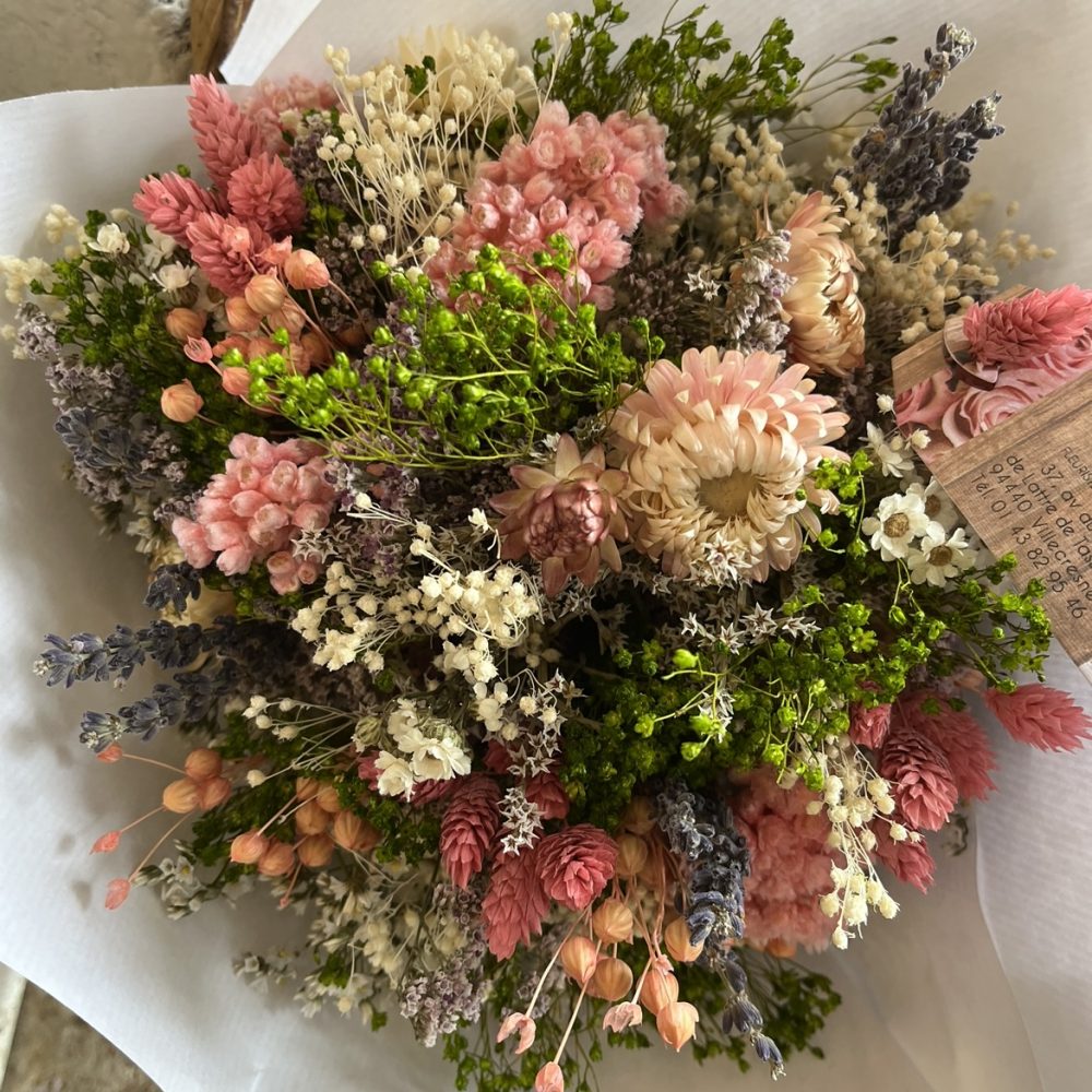 Bouquet de fleurs séchées de Coup De Coeur Villecresnes, par Coup de coeur Villecresnes, fleuriste à Villecresnes