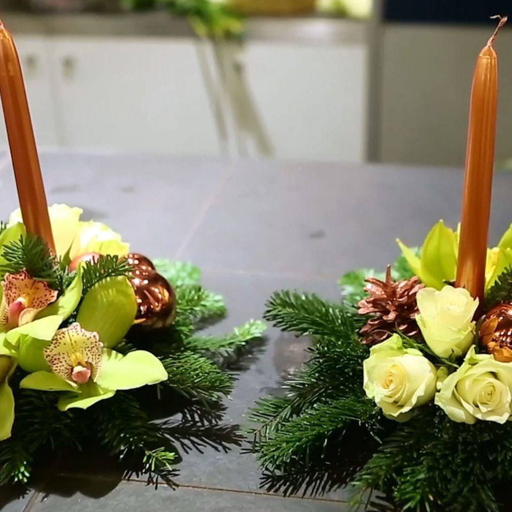 Centre de table Noël, par Duo de Fleurs, fleuriste à Toulon
