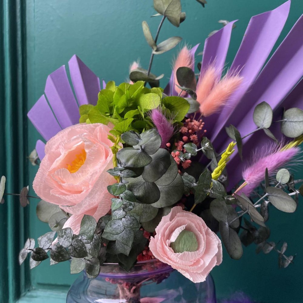 Grand bouquet de fleurs séchées et son vase | Livraison à Besançon |  Atelier fleuri