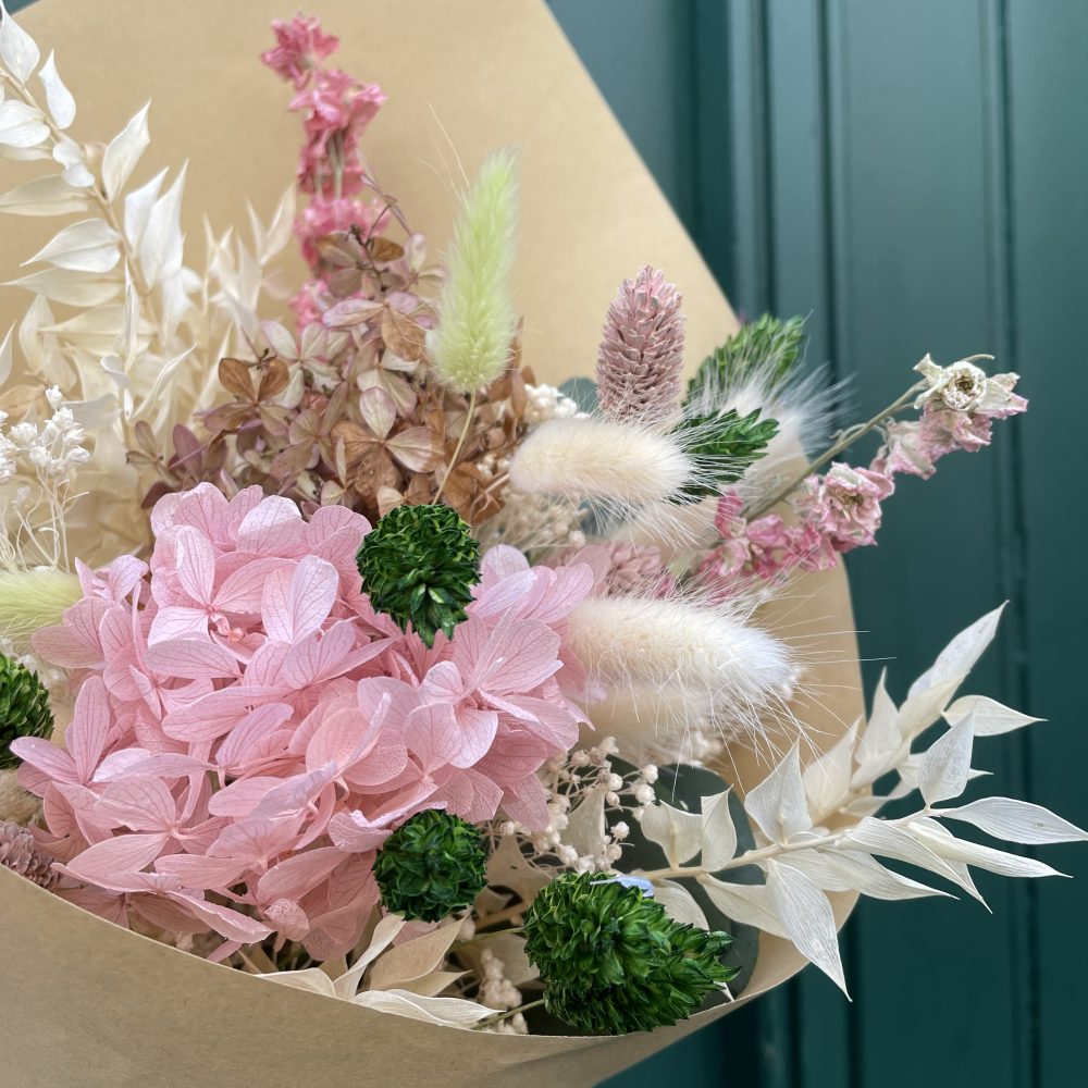 Bouquet en fleurs séchées et stabilisées Jade, par Atelier fleuri, fleuriste à Besançon