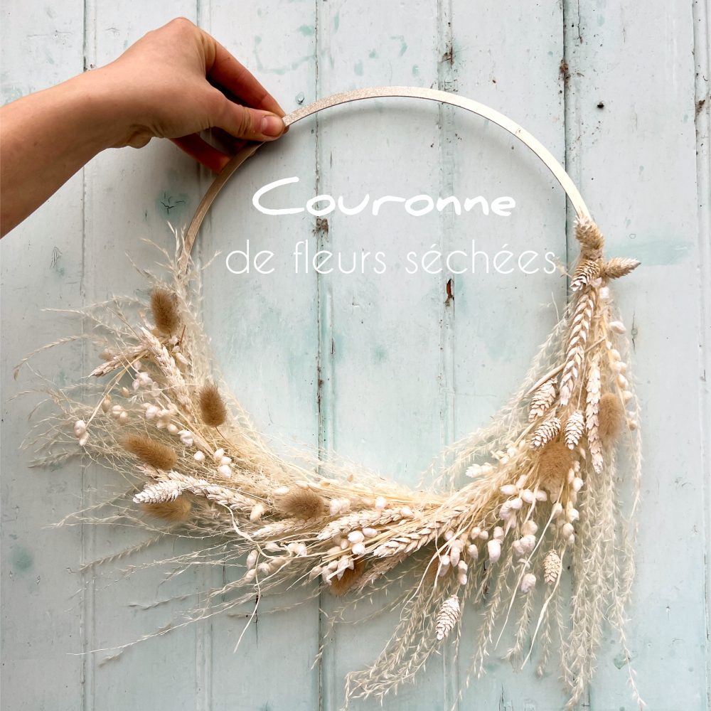 Couronne de fleurs séchées, par Demoras Fleuriste, fleuriste à Roanne