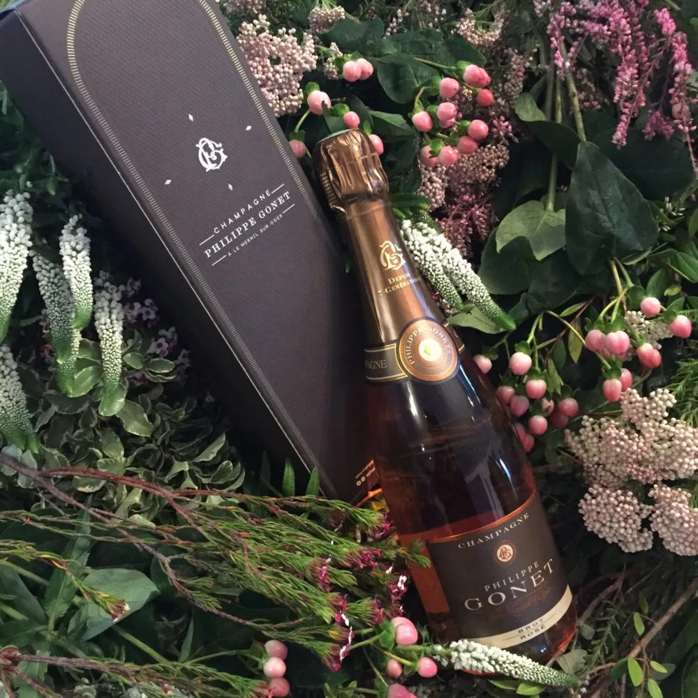 Champagne Brut Rosé, par Hanakawa, fleuriste à Meudon