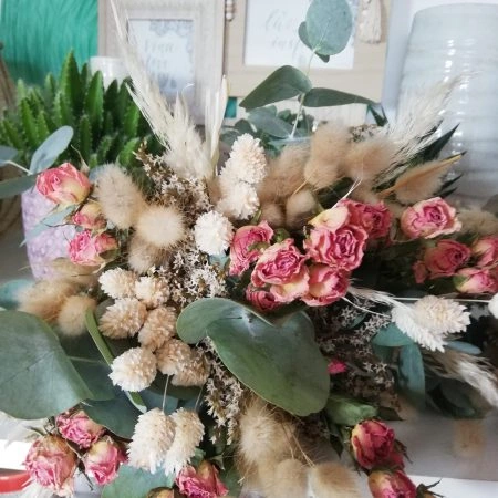 Bouquet de fleurs séchées, par Le trèfle à quatre fleurs, fleuriste à Carnin