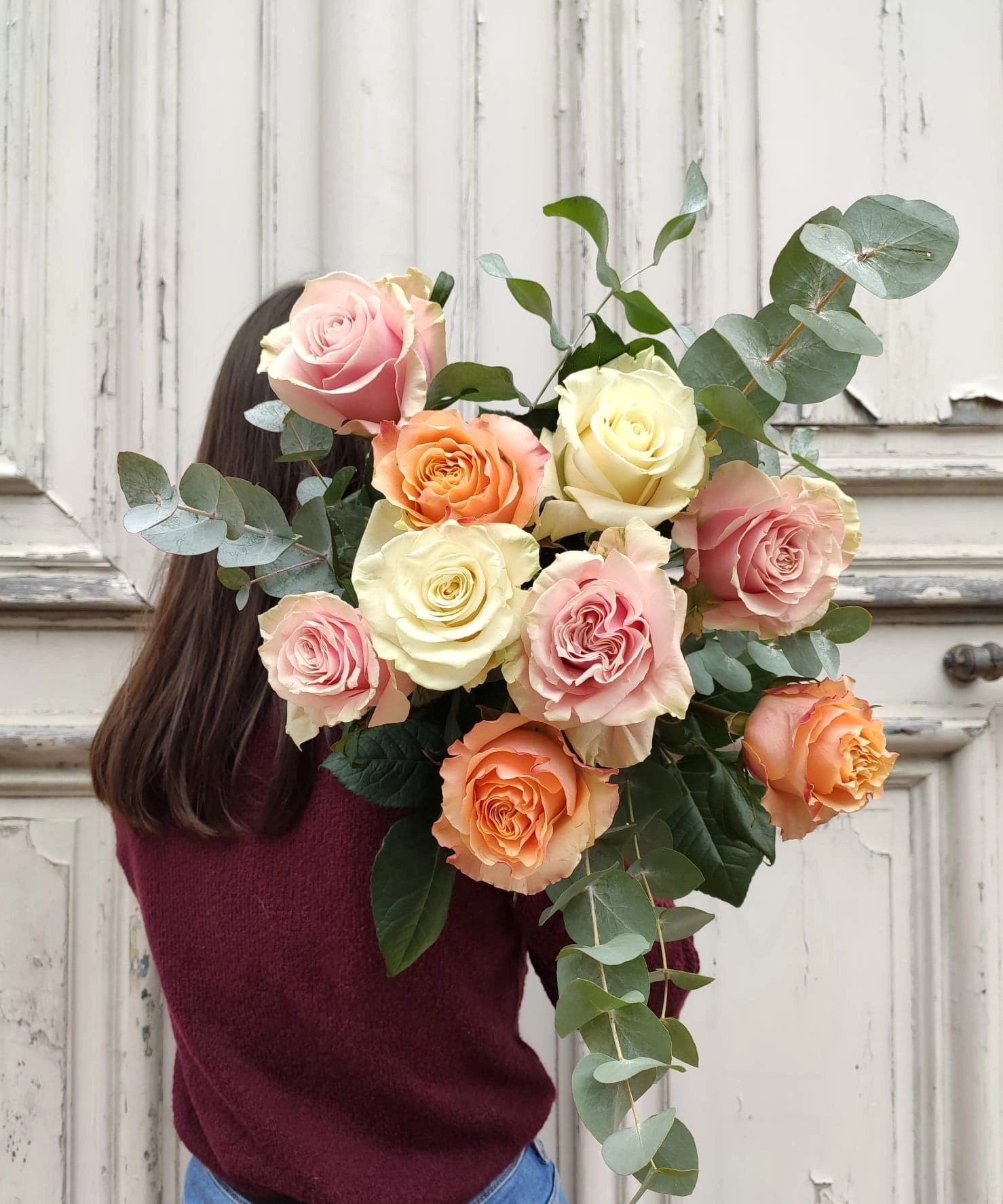 Bouquet de Roses équateur commerce équitable, par Atelier Armelle Alleton, fleuriste à Le Mans