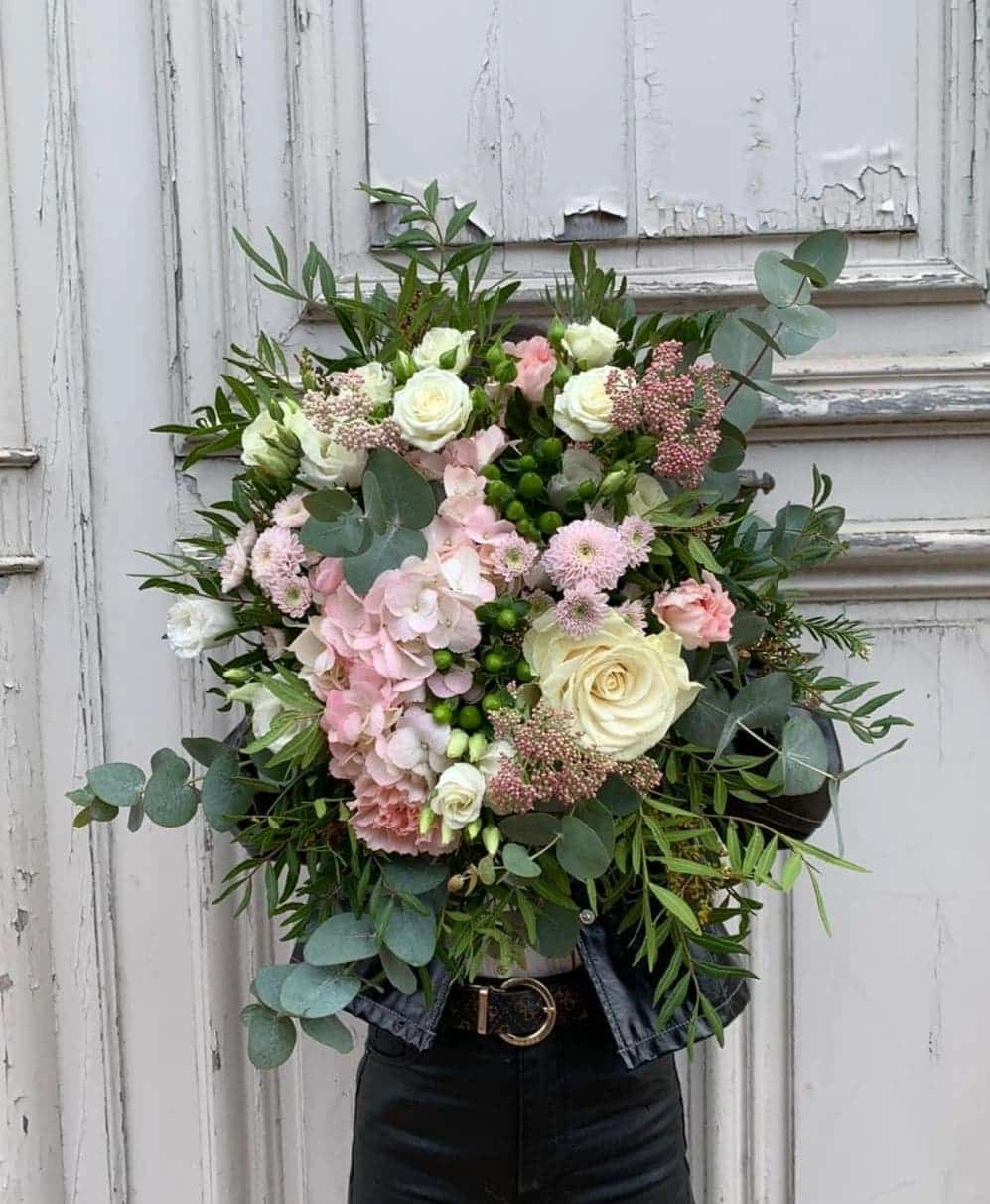 Bouquet rose et blanc, par Atelier Armelle Alleton, fleuriste à Le Mans