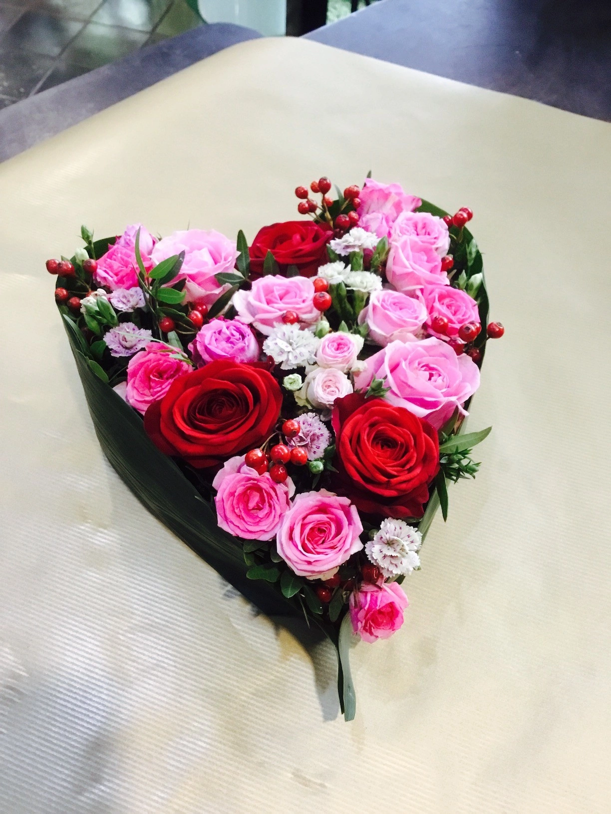 Cœur en fleurs, par Fleurs et Tendances, fleuriste à Vandœuvre-lès-Nancy