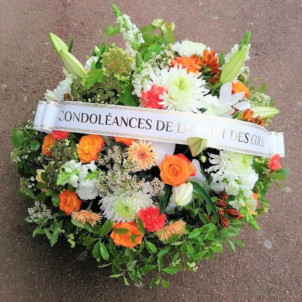 COMPOSITION FLORALES POUR DECES, par L'Orchidée, fleuriste à Paray-Vieille-Poste