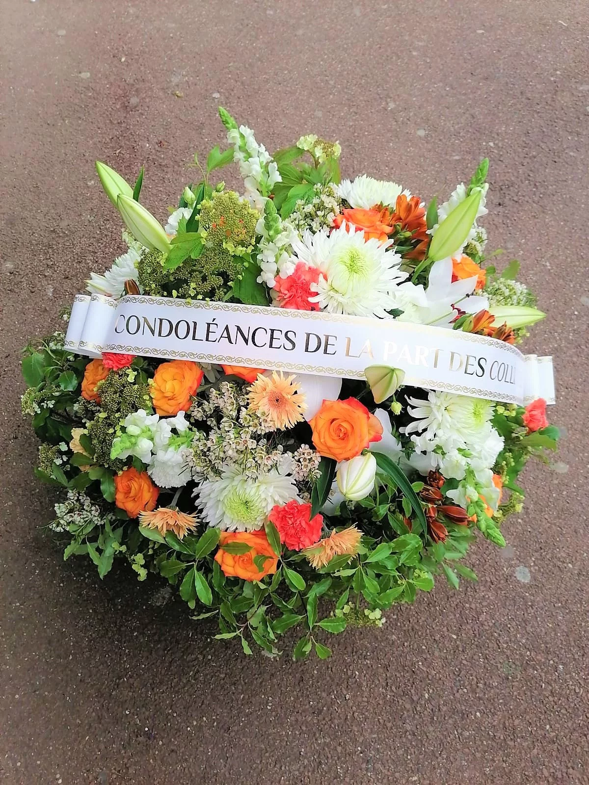 COMPOSITION FLORALES POUR DECES, par L'Orchidée, fleuriste à Paray-Vieille-Poste