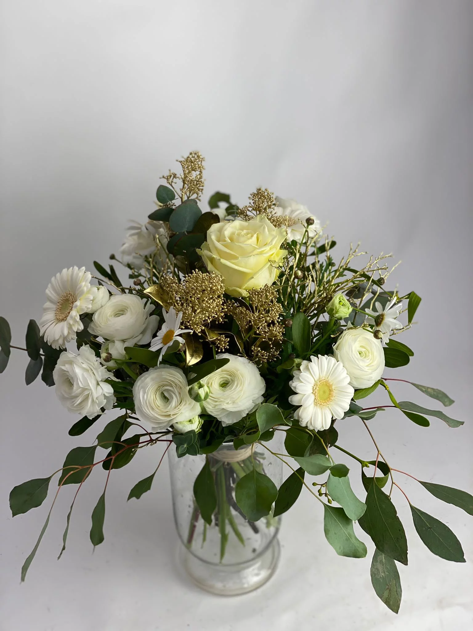 Bouquet blanc doré, par Fleurs Kammerer, fleuriste à Illkirch-Graffenstaden