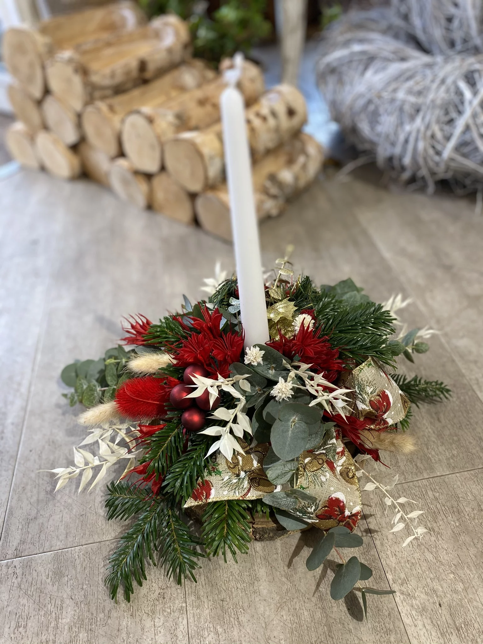 Centre De Table Noel, par Magnolia Fleuriste, fleuriste à Antibes