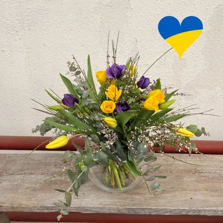 Bouquet Solidarité Ukraine, par Fleurs Kammerer, fleuriste à Illkirch-Graffenstaden