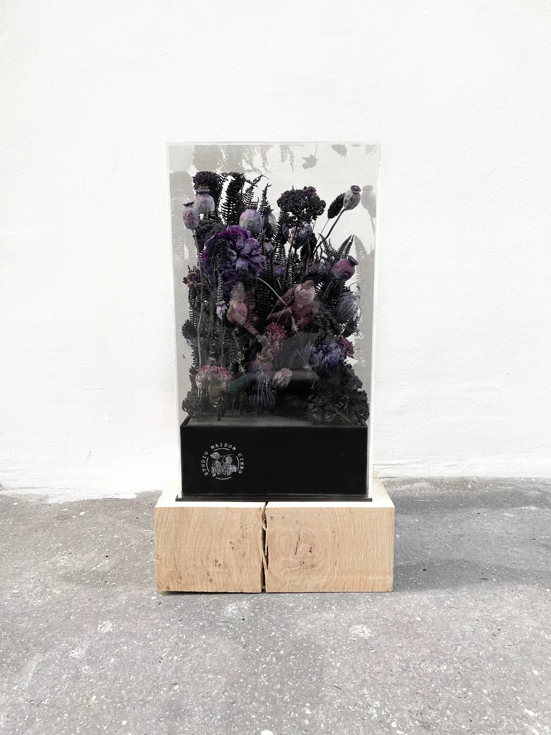 Cube de fleurs séchées, par Studio Maison Ciero, fleuriste à Paris