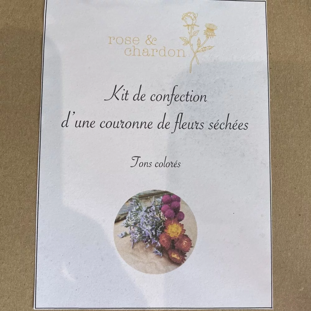Kit de confection de couronne de fleurs séchées, par Rose Et Chardon, fleuriste à Meudon