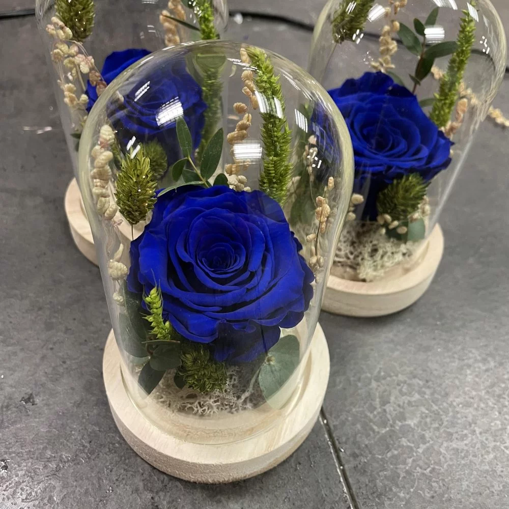 Cloche rose éternelle bleu, par Le Temps D'Une Rose, fleuriste à Neuf-Brisach