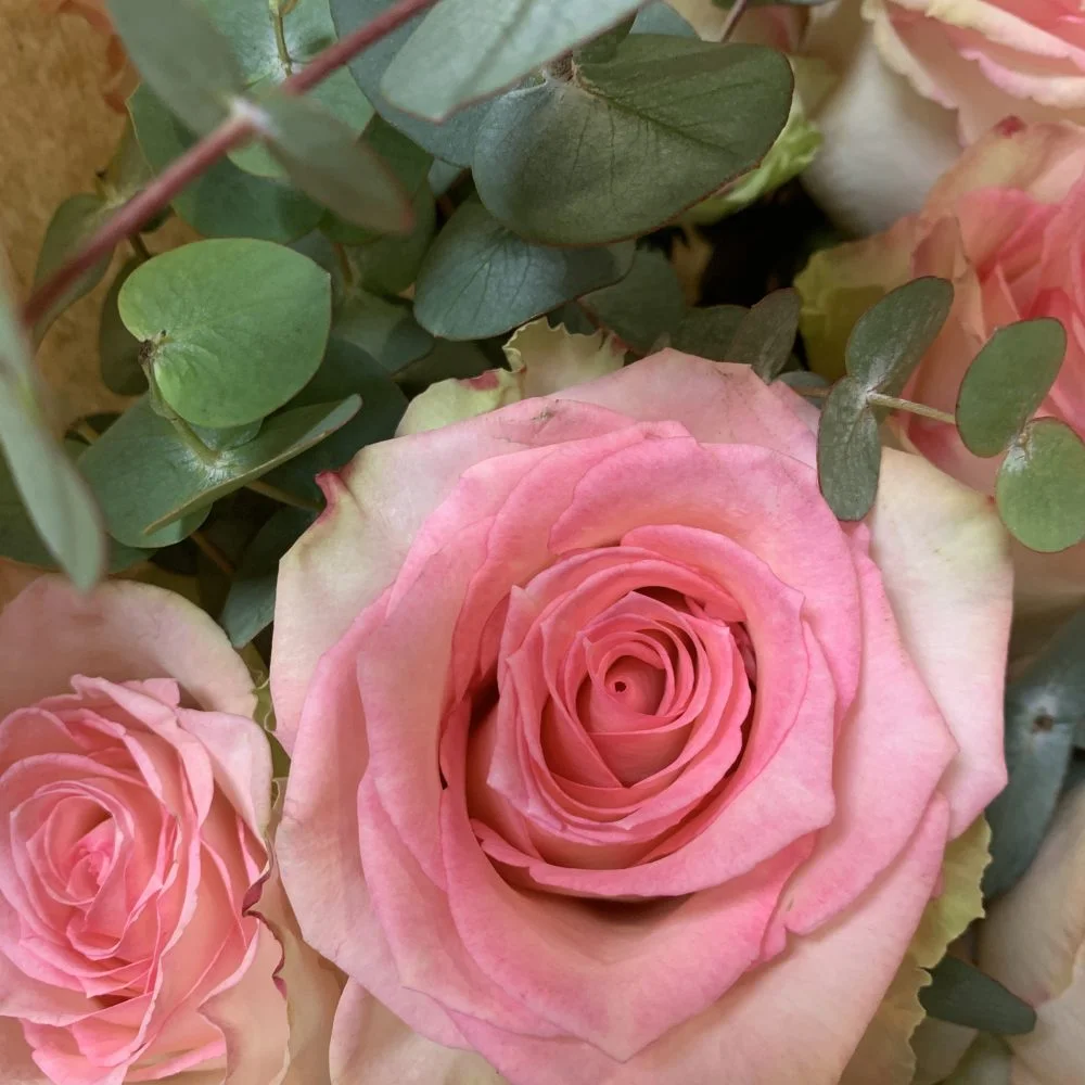Bouquet de roses roses, par Les Fleuristes de la Bijude, fleuriste à Biéville-Beuville