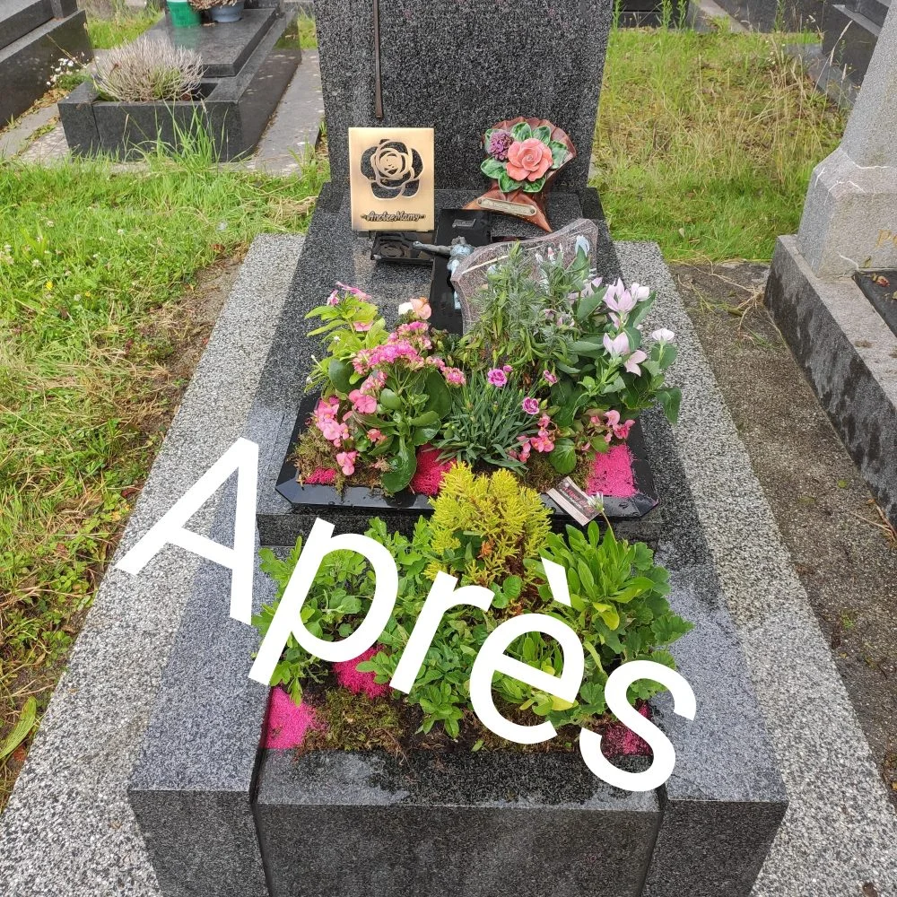 Nettoyage de tombe, par A Fleur d'Eau, fleuriste à Brest