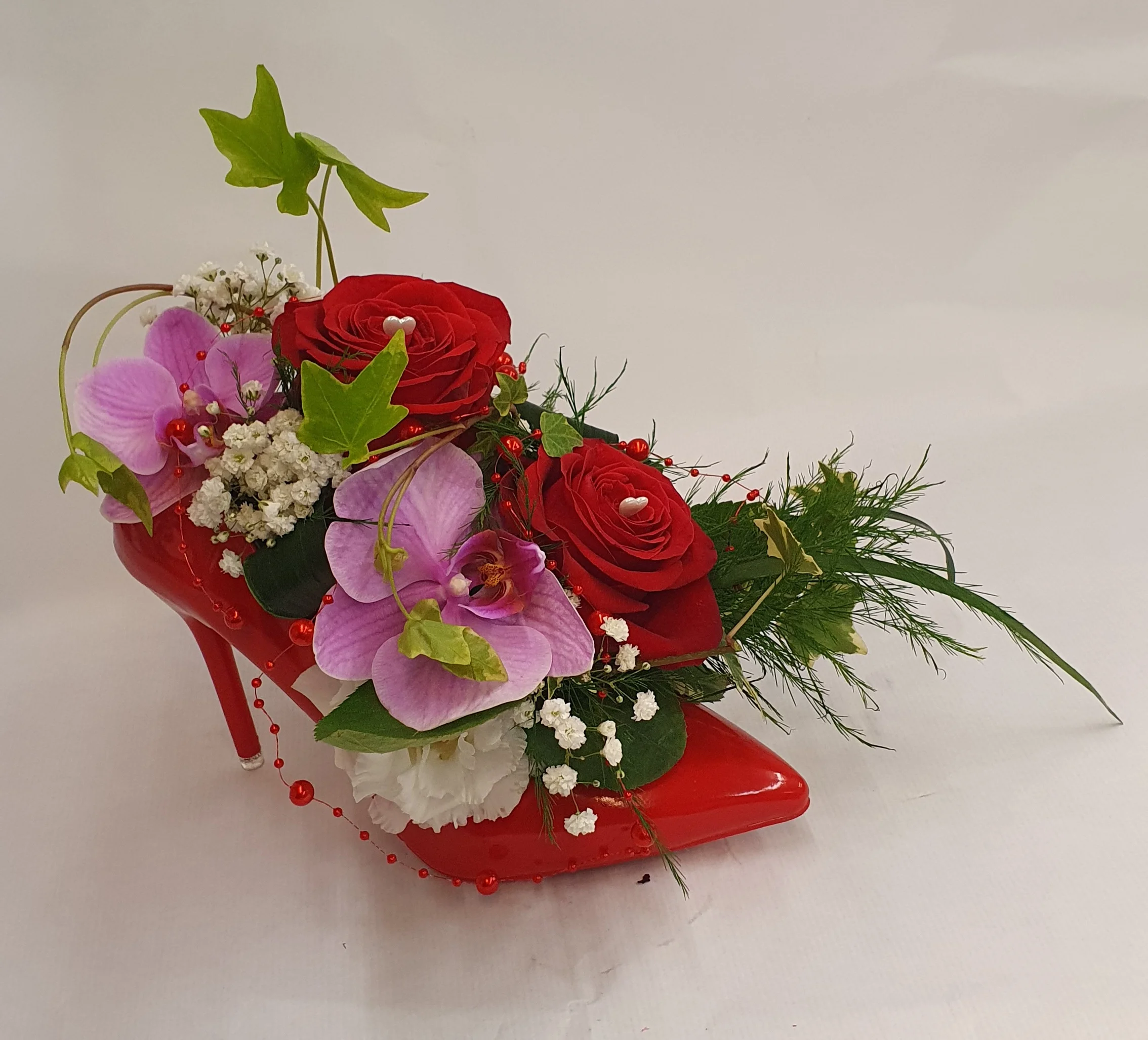 composition spécial saint valentin, par Perles De Rosée, fleuriste à Champigny-sur-Marne