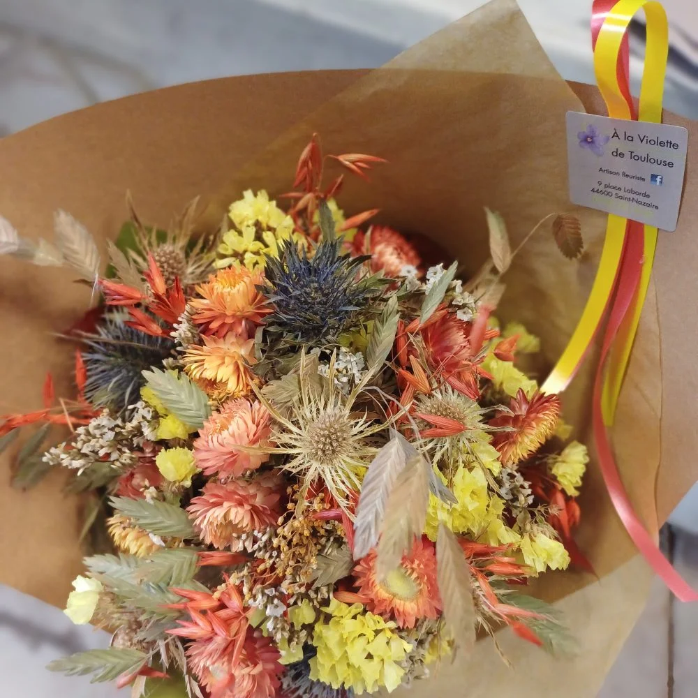 Bouquet de Fleurs Séchées, par A La Violette De Toulouse, fleuriste à Saint-Nazaire
