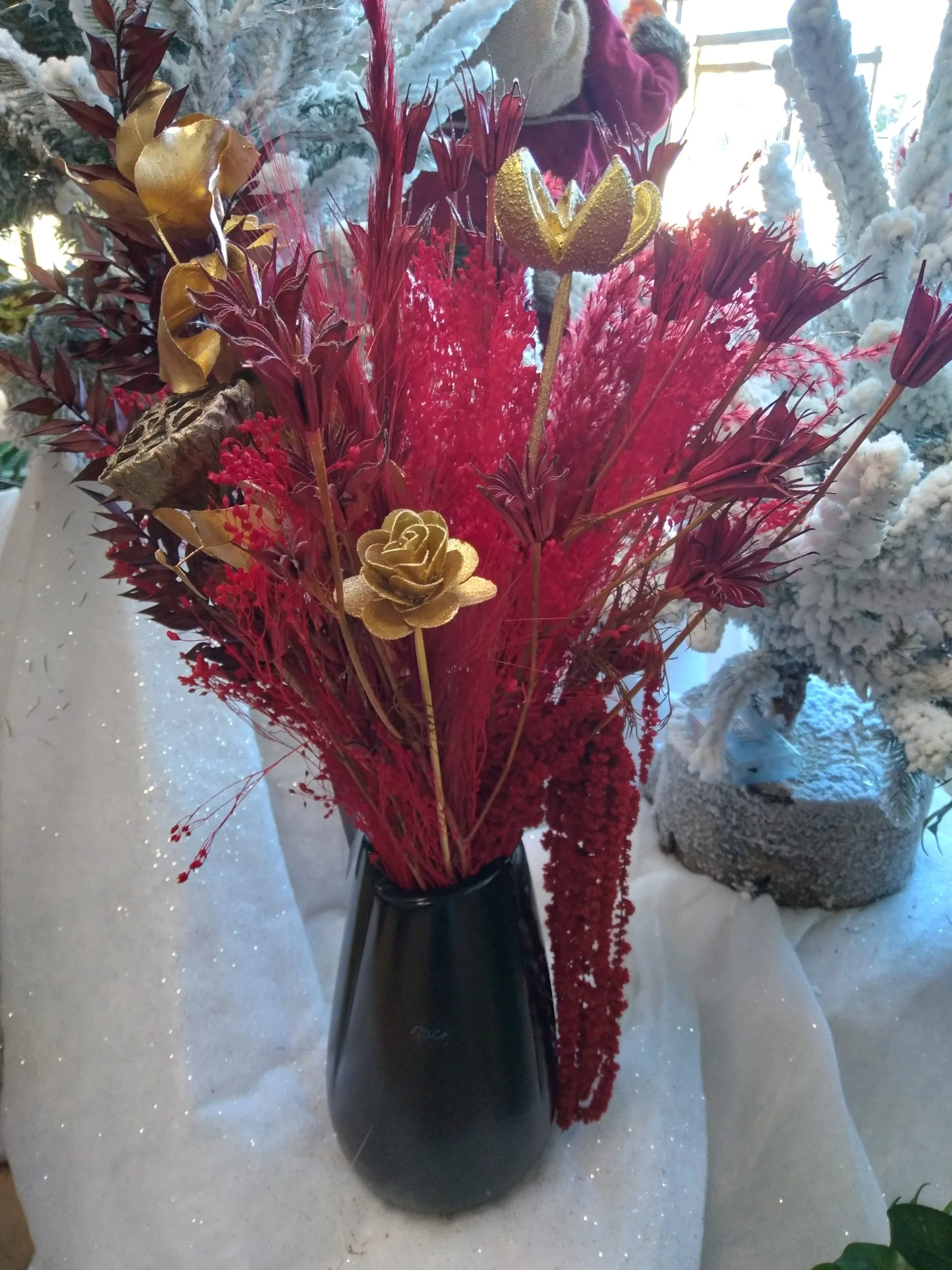 Bouquet de fleurs séchées, vase assortis, par Bonheur des fleurs, fleuriste à La Montagne