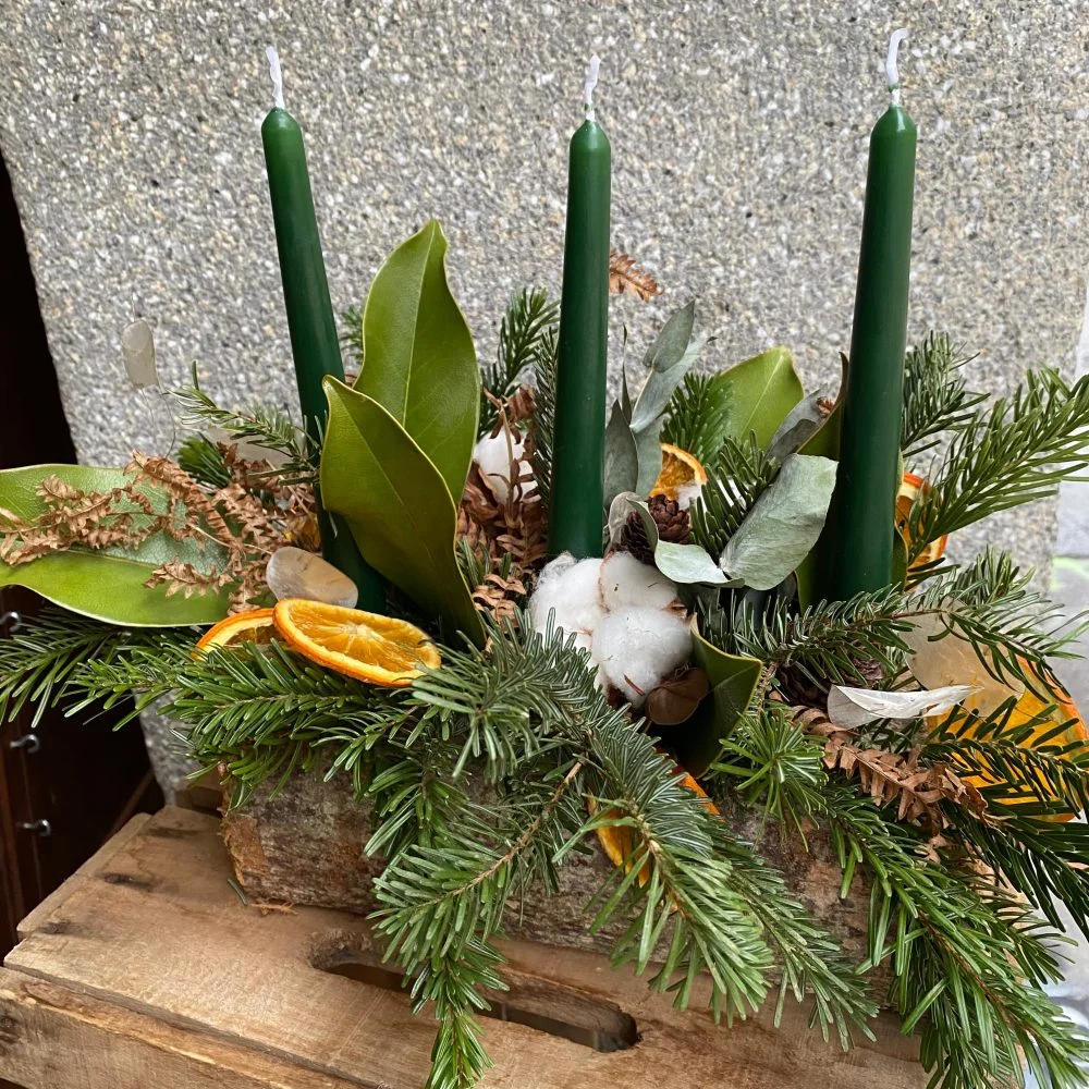Centre de table des fêtes, par Iberis Annecy, fleuriste à Annecy
