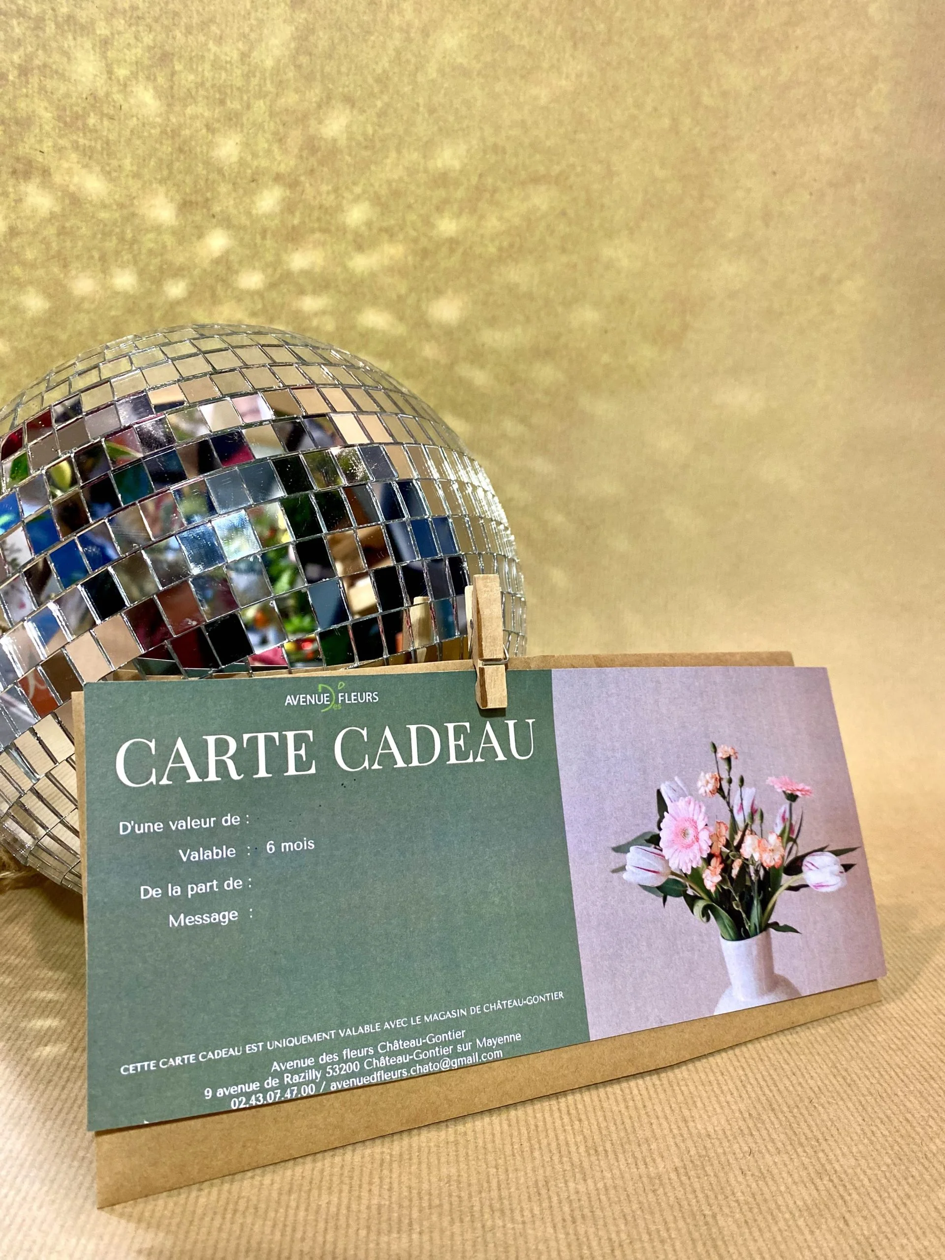 Carte Cadeau – Fleuri, par Avenue des Fleurs, fleuriste à Château-Gontier-sur-Mayenne