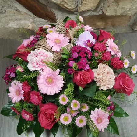 coupe de fleurs deuil rose, par Passionnement, fleuriste à Carmaux