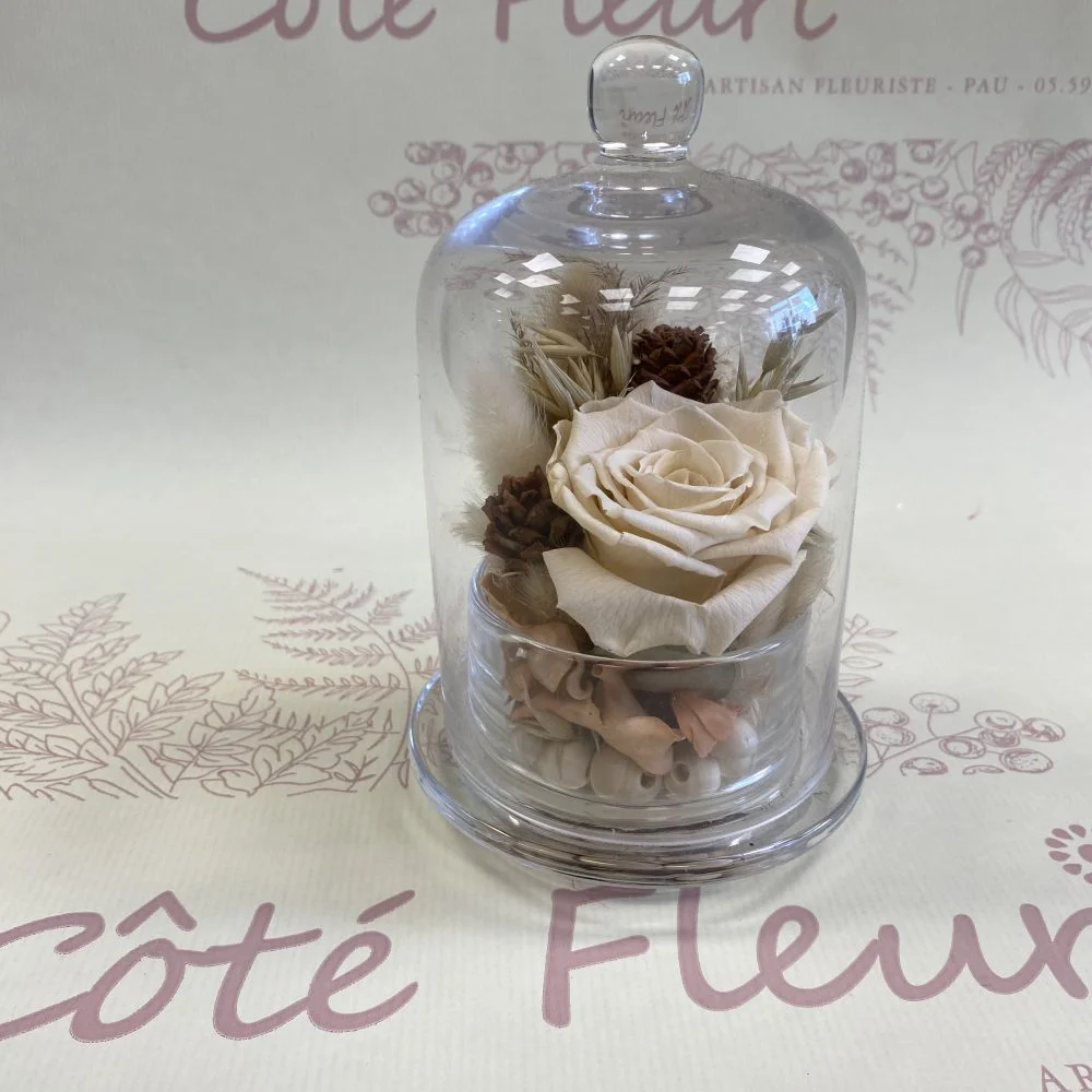 Cloche de rose éternelle, par Côté Fleuri, fleuriste à Pau