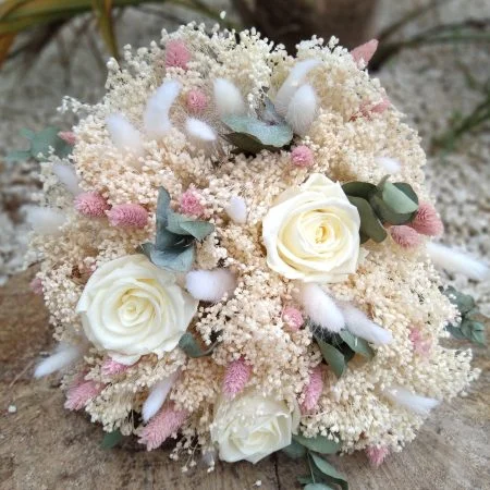 Bouquet Mariage Fleurs Séchées, par Bonheur des fleurs, fleuriste à La Montagne
