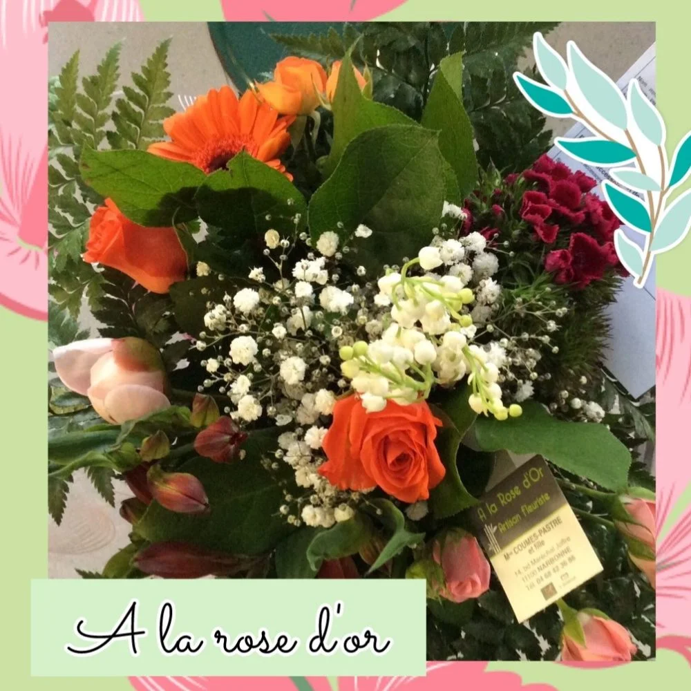 Bouquet Muguet et fleurs de saisons, par A La Rose d'Or, fleuriste à Narbonne