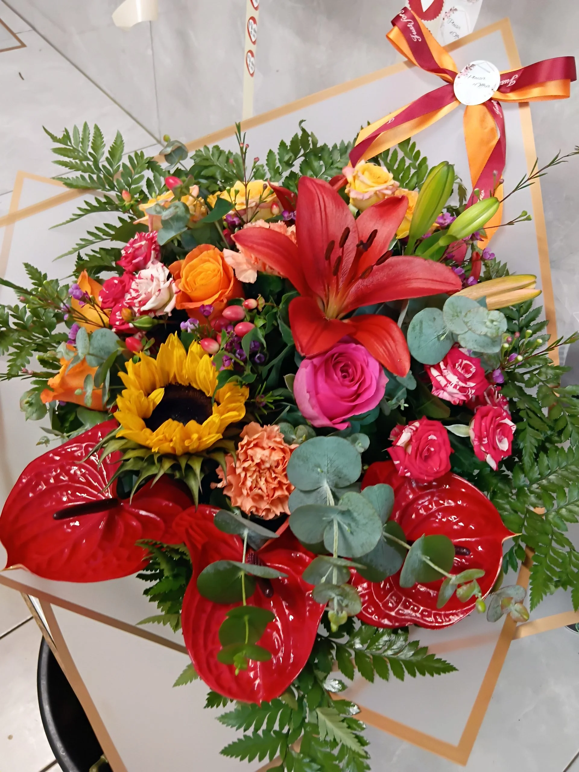 Bouquet PEPS Remerciements, par Ti Fleur Lakour, fleuriste à Saint-Joseph
