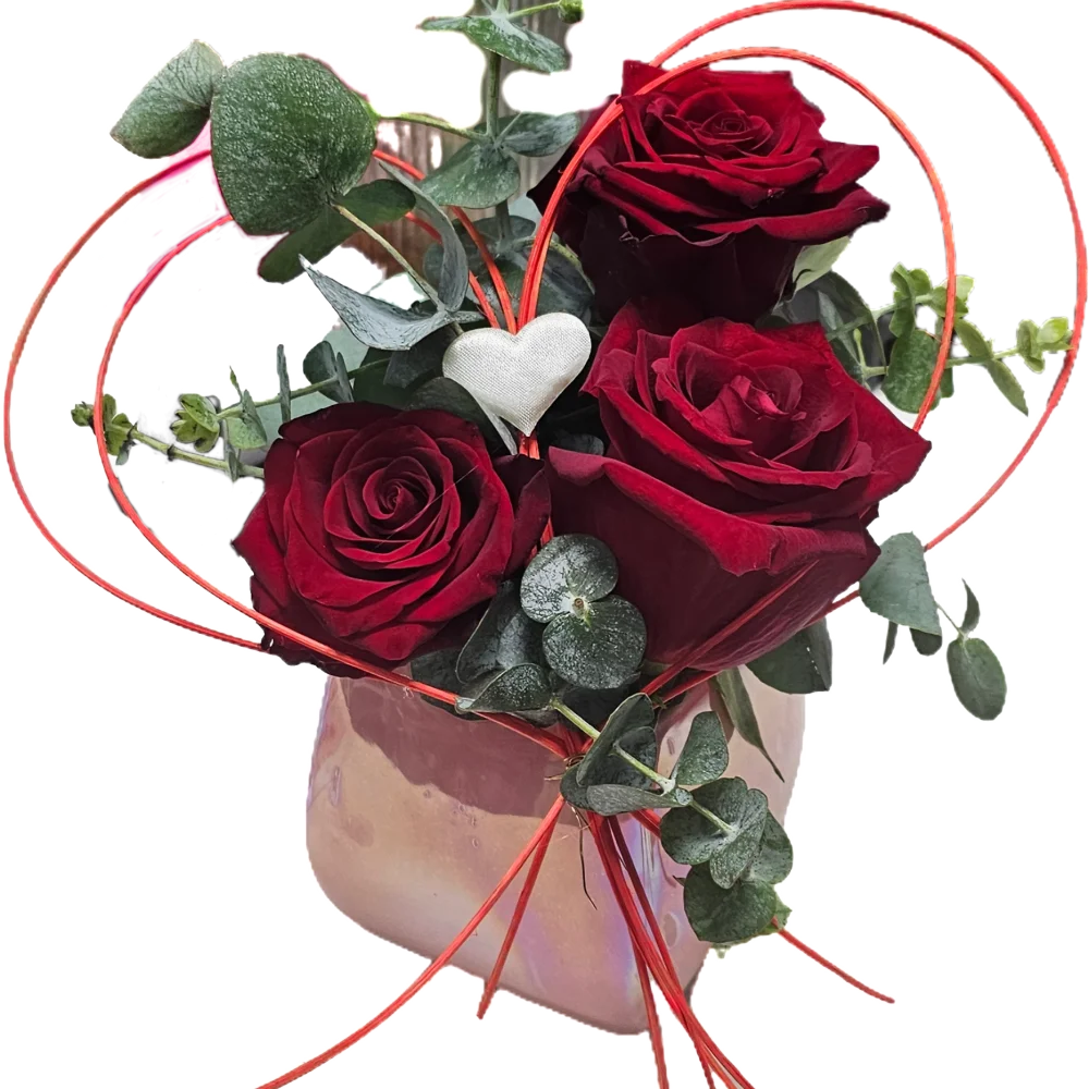 Compo rose d'amour, par Ti Fleur Lakour, fleuriste à Saint-Joseph