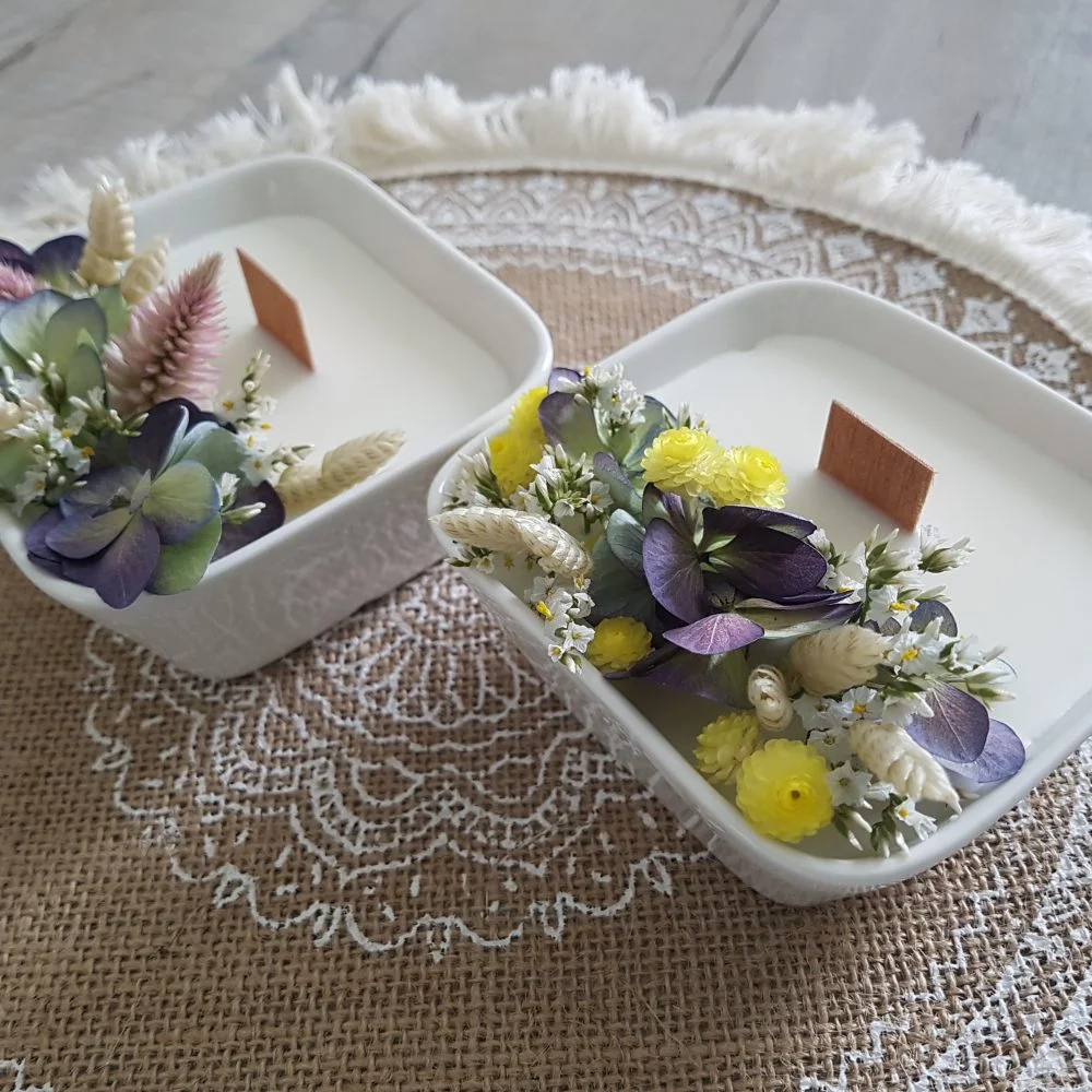 Bougie naturelle cire de soja, par Atelier Pétales Sauvages, fleuriste à Agey