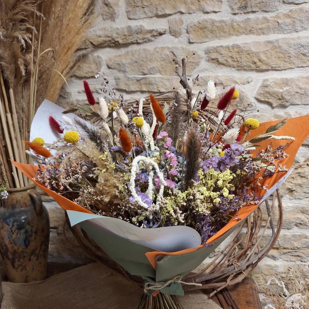 Bouquet de Fleurs Séchées, par Atelier Pétales Sauvages, fleuriste à Agey