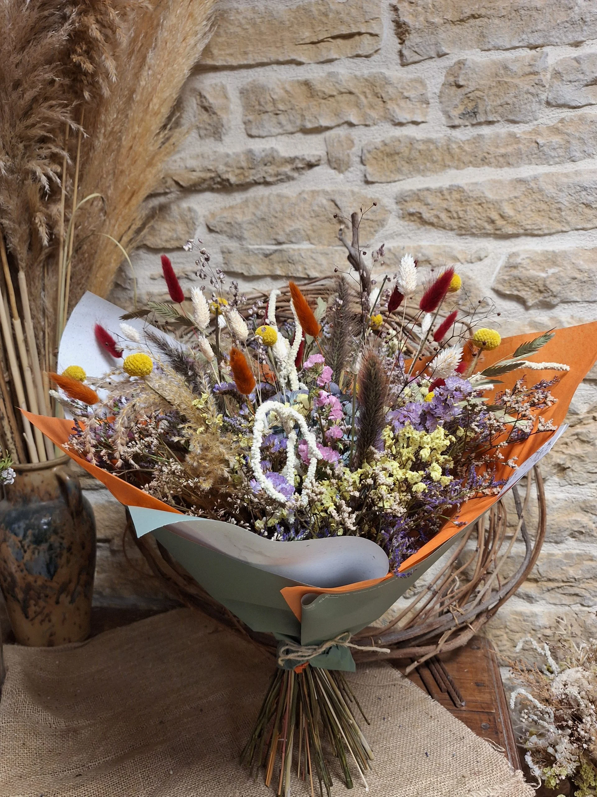 Bouquet de Fleurs Séchées, par Atelier Pétales Sauvages, fleuriste à Agey