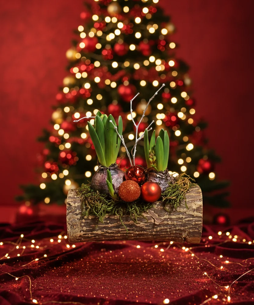 Bûche jacinthe, par La Nature en Fleurs, fleuriste à Toul