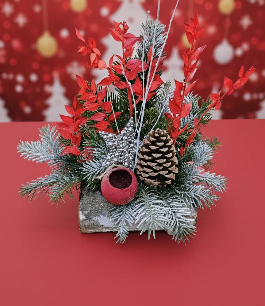 Bûche Noël, par La Nature en Fleurs, fleuriste à Toul