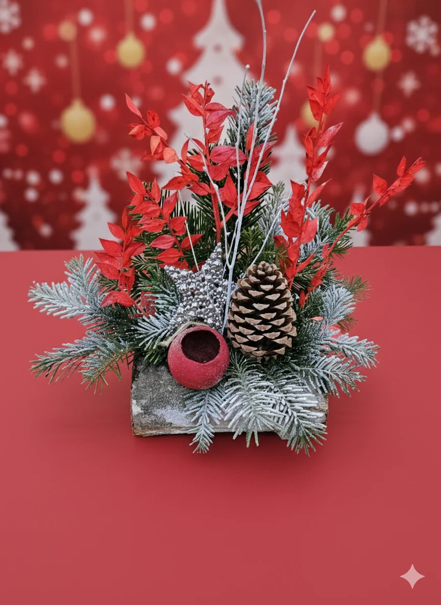 Bûche Noël, par La Nature en Fleurs, fleuriste à Toul