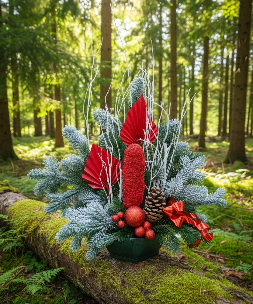 Composition Noël sapin, par La Nature en Fleurs, fleuriste à Toul