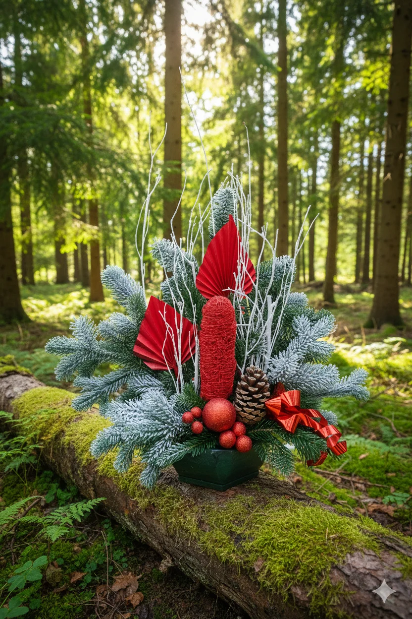Composition Noël sapin, par La Nature en Fleurs, fleuriste à Toul
