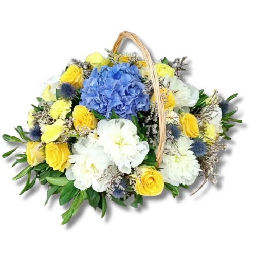 Panier ou corbeille florale « Julia », par Fleurs et Pétales, fleuriste à Bordeaux