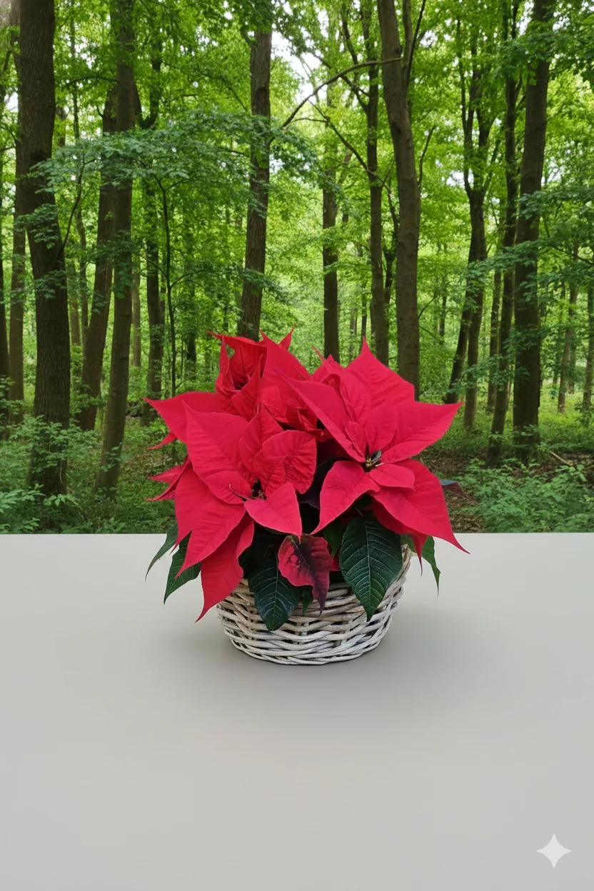 Panier poinsettia, par La Nature en Fleurs, fleuriste à Toul