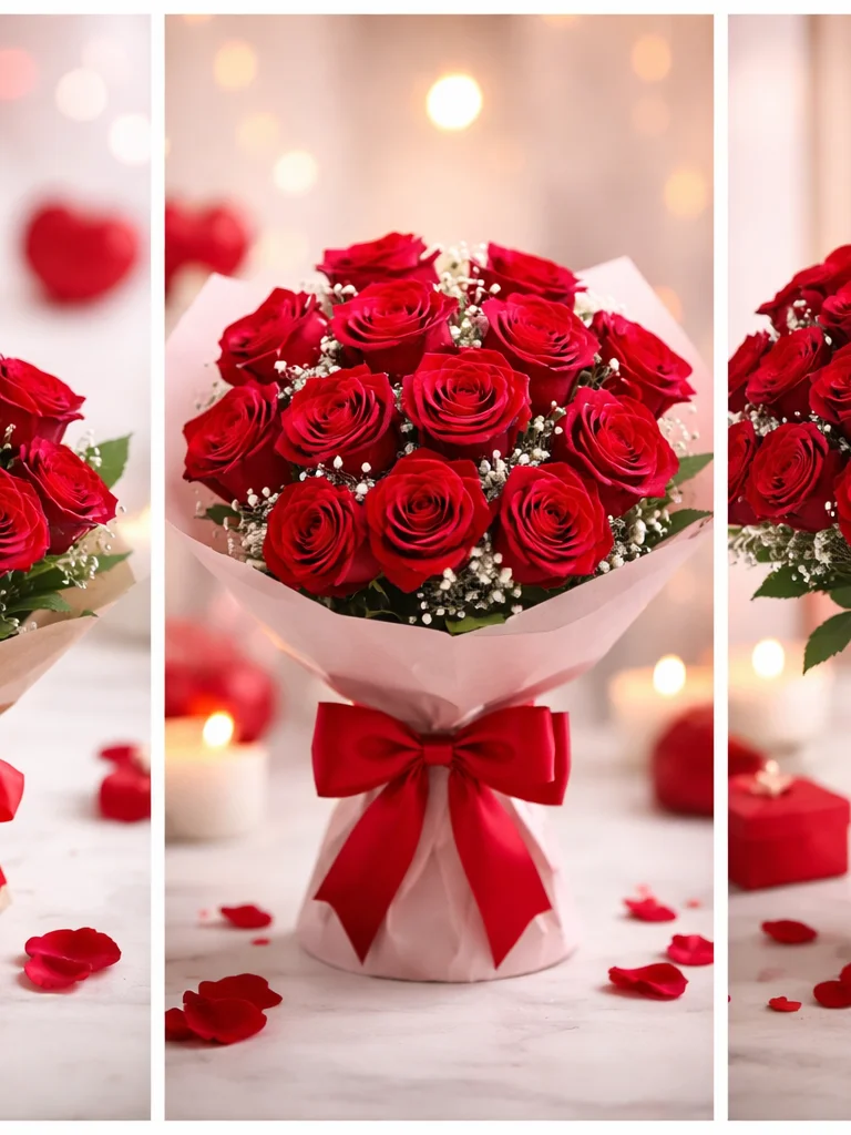 Bouquet rose rouge saint valentin, par Les Ambiances de Yami, fleuriste à Cambernard